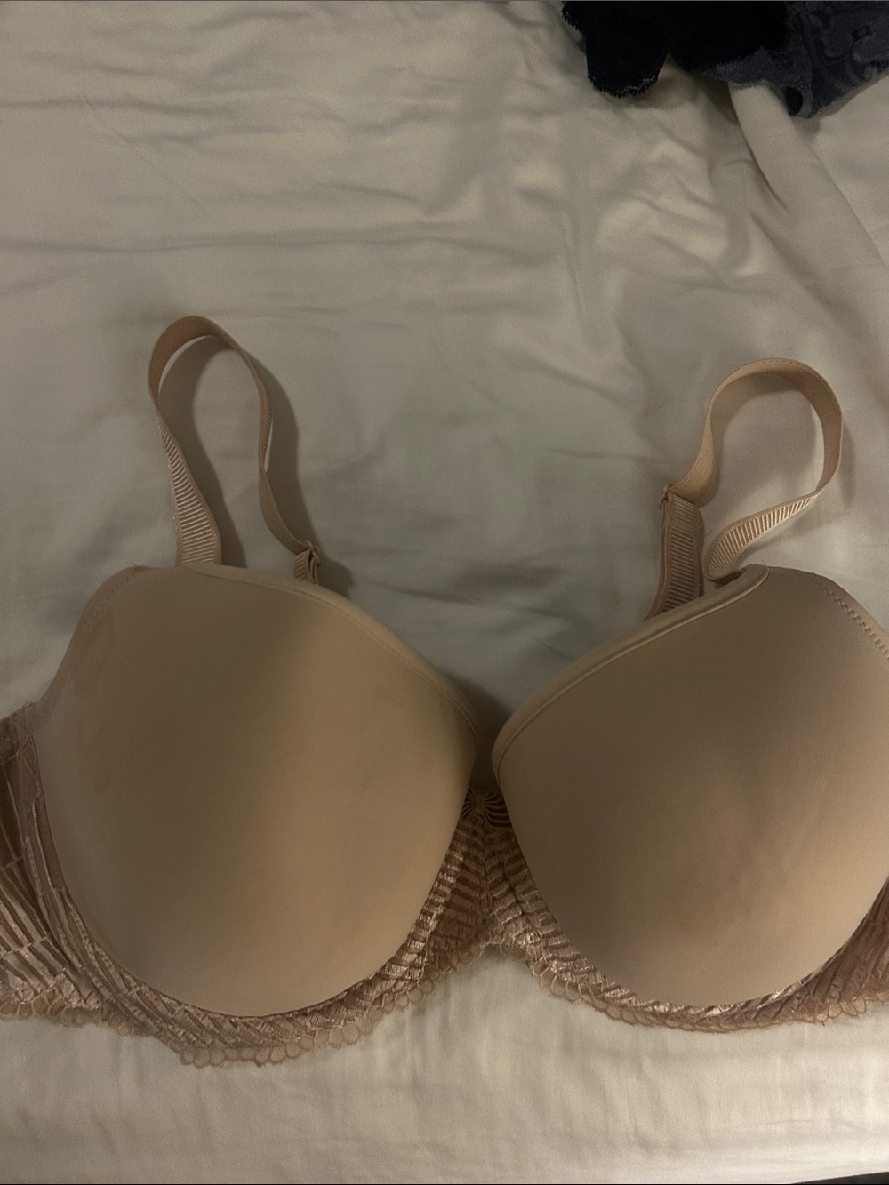 Nude Lace Trim T-Shirt Bra - 38DD